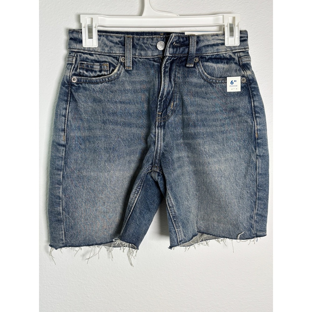Arizona Jean Co Mid Rise Slouchy Jort Denim Shorts Blue Wash 00 NWT